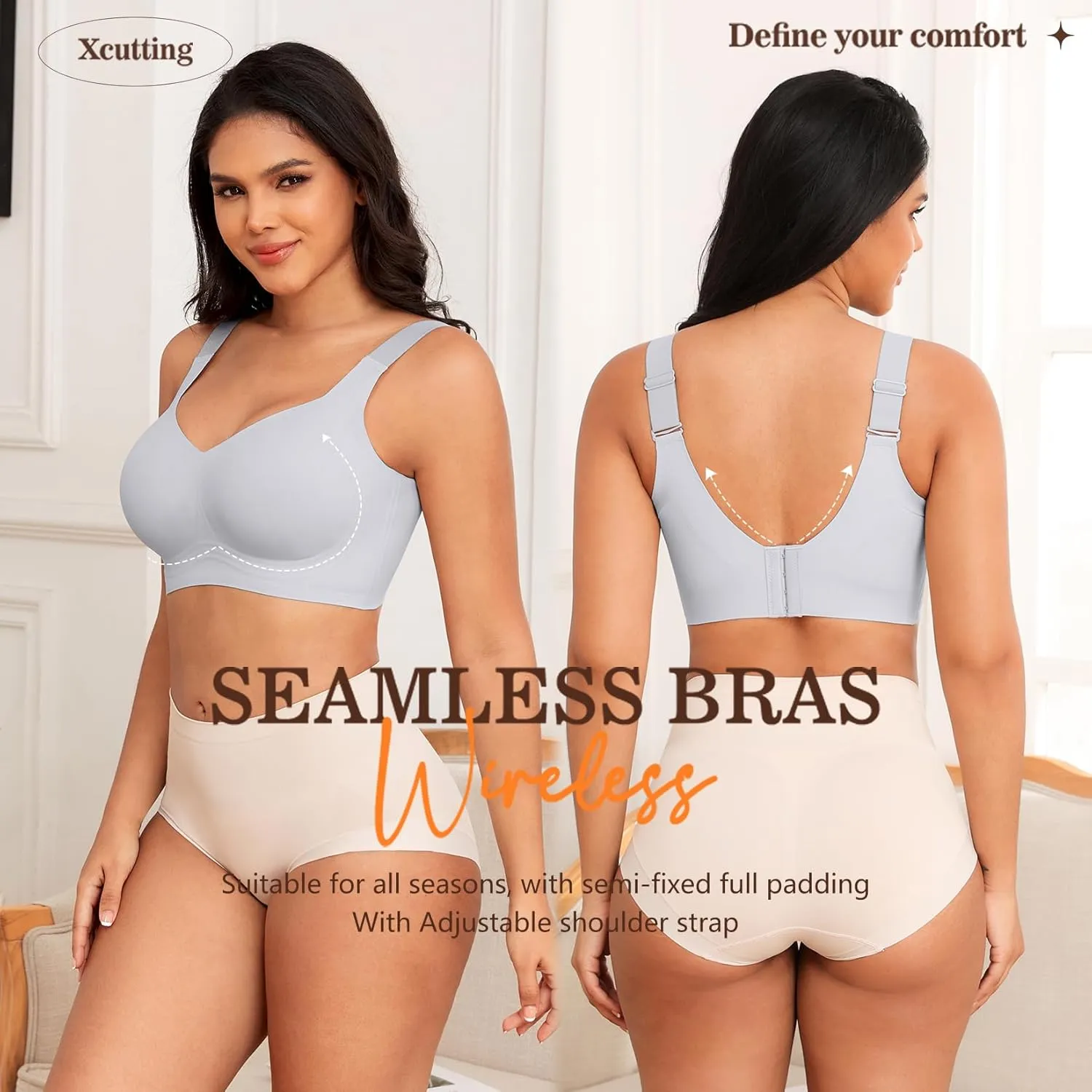 Women Wirefree Bras for Women Full Coverage No Underwire Everyday Bras Comfortable Wireless Padded Bras