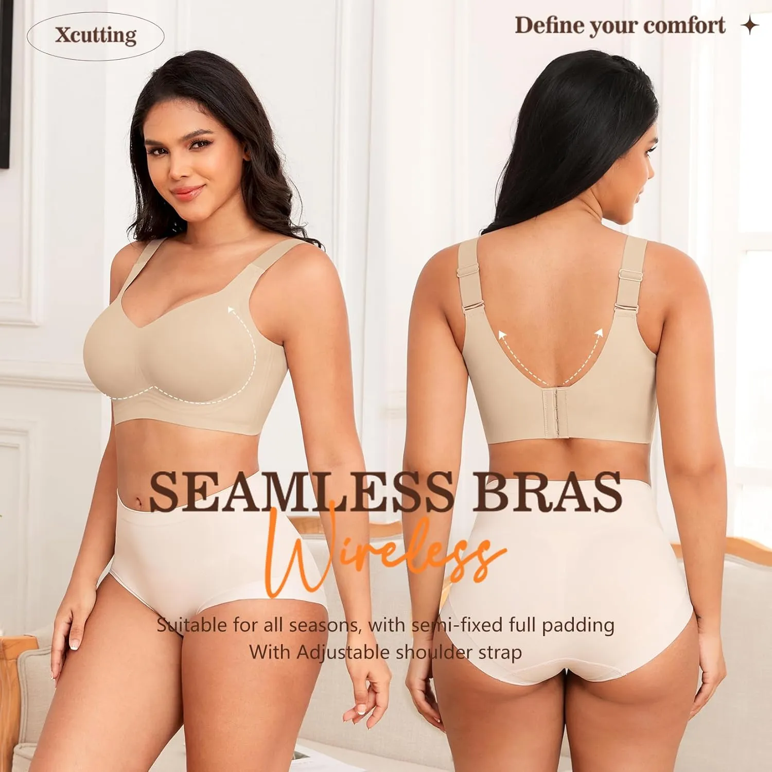 Women Wirefree Bras for Women Full Coverage No Underwire Everyday Bras Comfortable Wireless Padded Bras