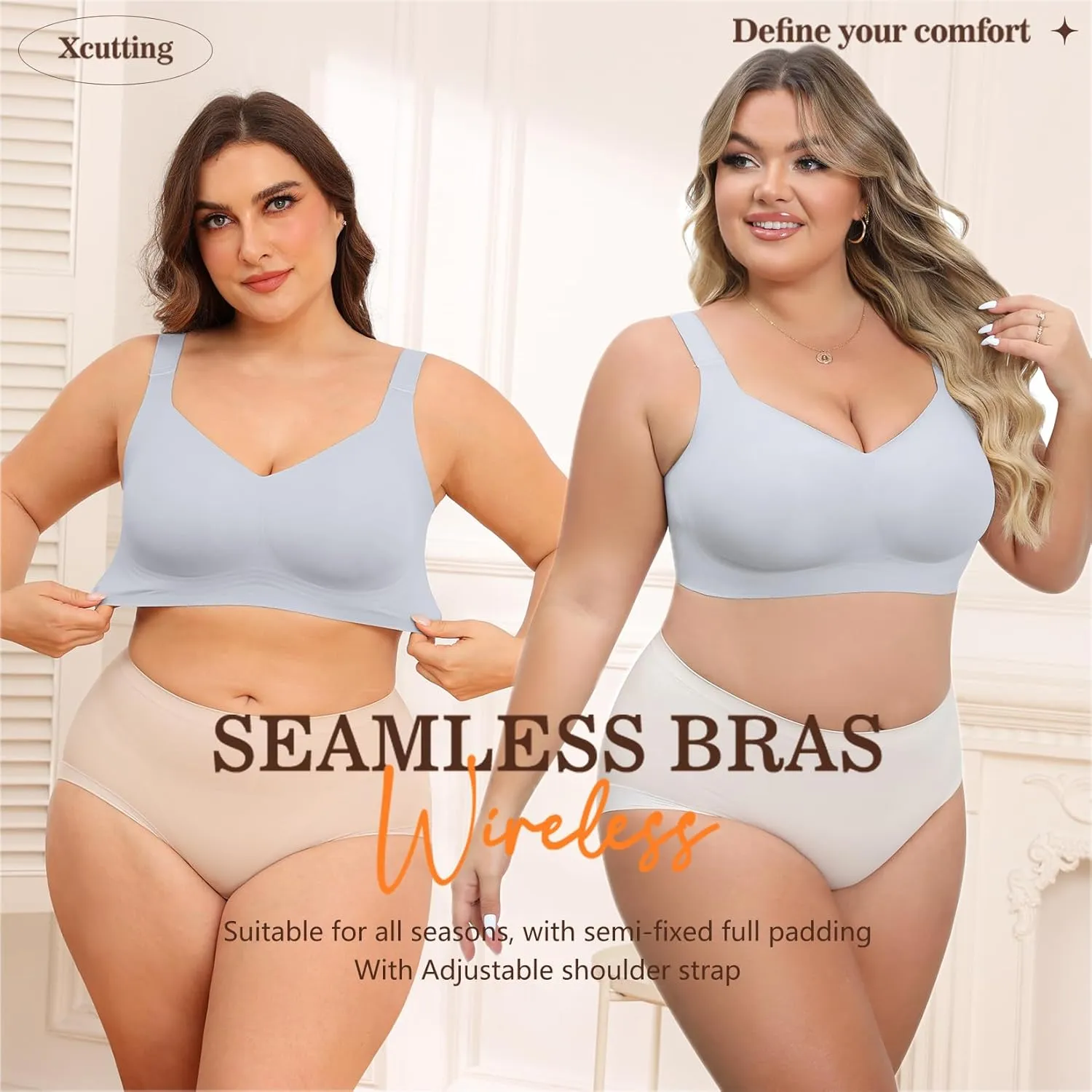 Women Wirefree Bras for Women Full Coverage No Underwire Everyday Bras Comfortable Wireless Padded Bras