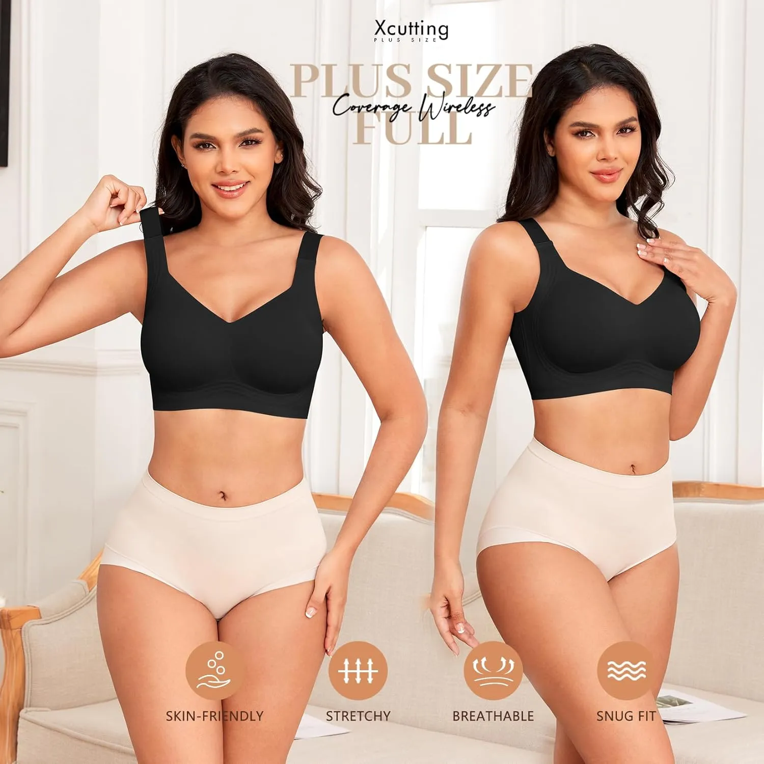 Women Wirefree Bras for Women Full Coverage No Underwire Everyday Bras Comfortable Wireless Padded Bras