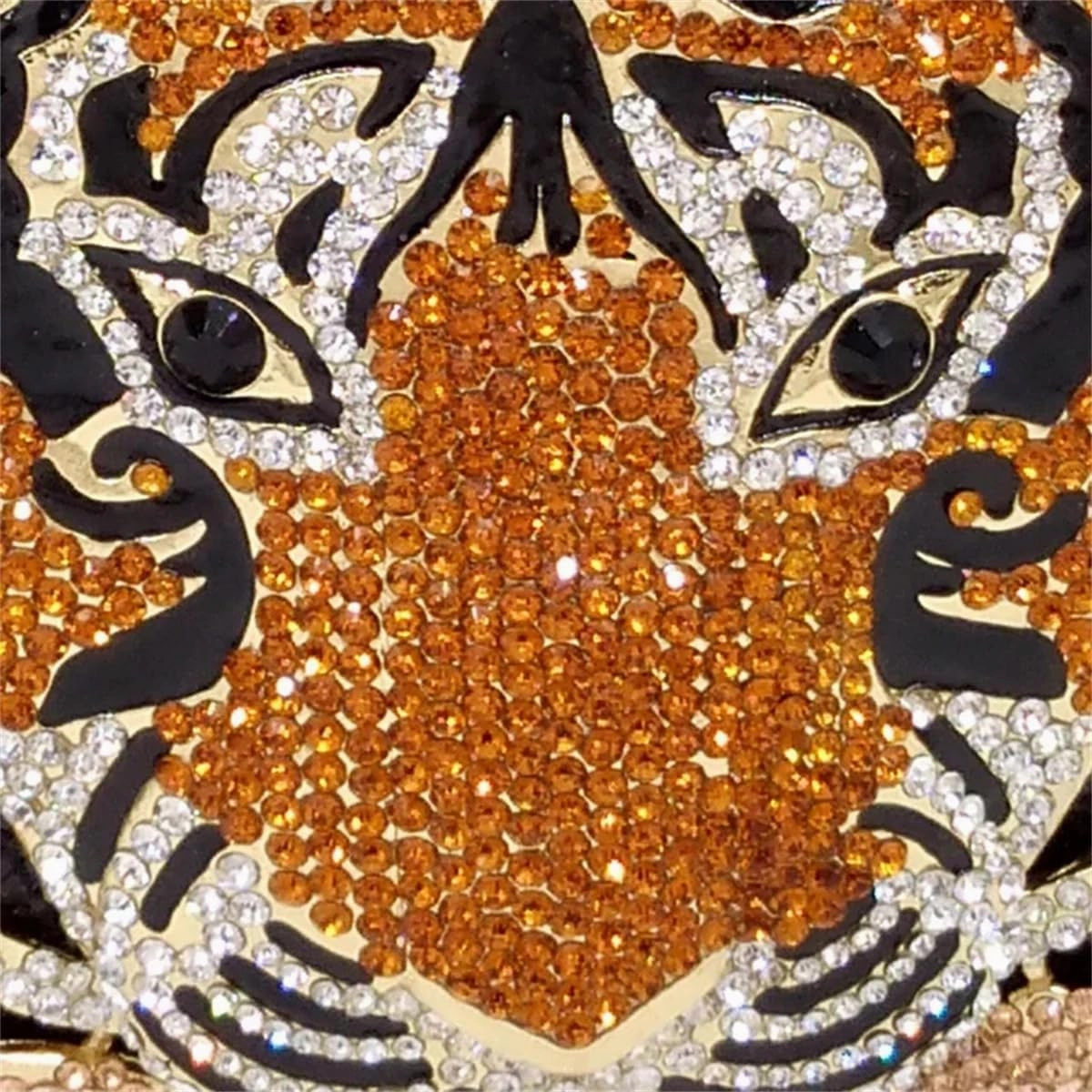 Women Cute Tiger Shaped Evening Clutch Sparkling Rhinestones Handbag Prom Party Purse
