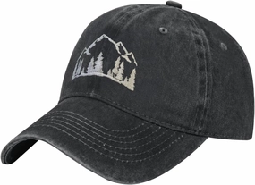 Women's Mountain Trees Hat Washed Vintage Adjustable Baseball Cap for Dad Mom