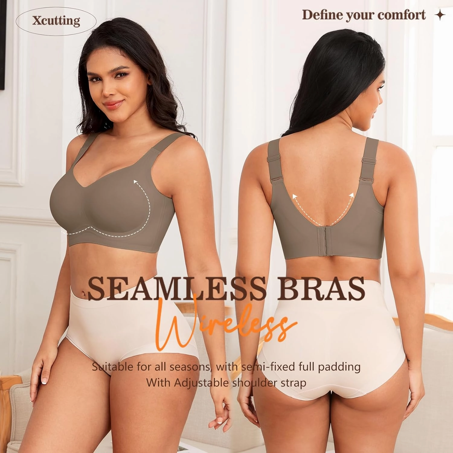 Women Wirefree Bras for Women Full Coverage No Underwire Everyday Bras Comfortable Wireless Padded Bras