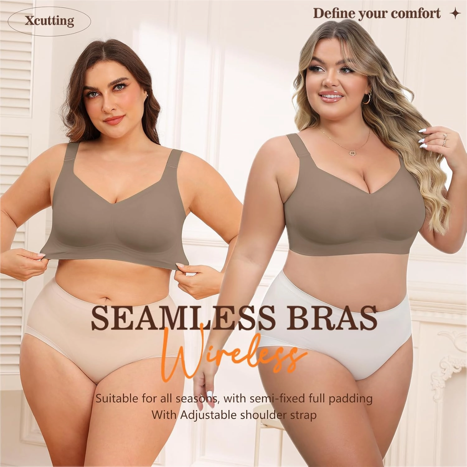 Women Wirefree Bras for Women Full Coverage No Underwire Everyday Bras Comfortable Wireless Padded Bras