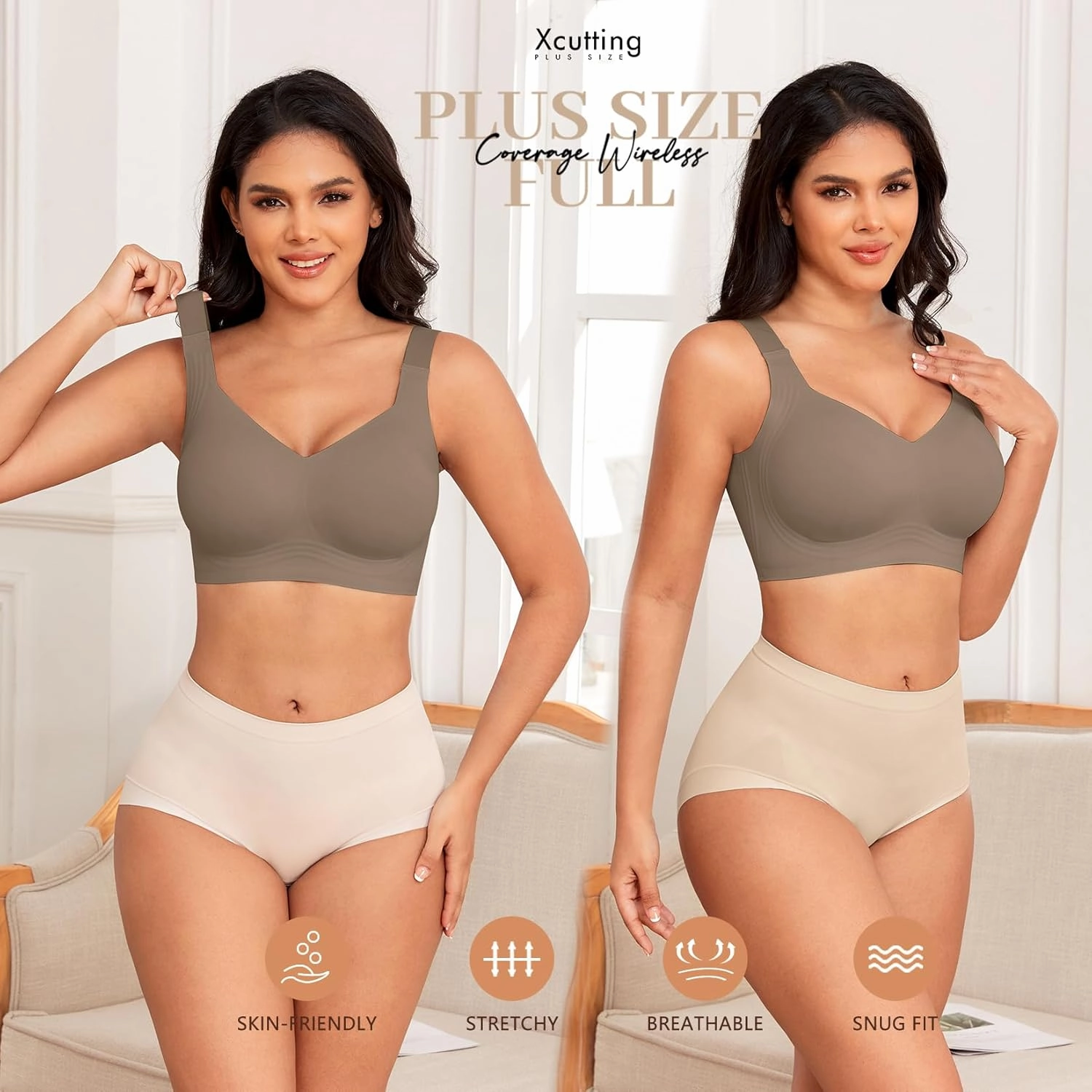 Women Wirefree Bras for Women Full Coverage No Underwire Everyday Bras Comfortable Wireless Padded Bras