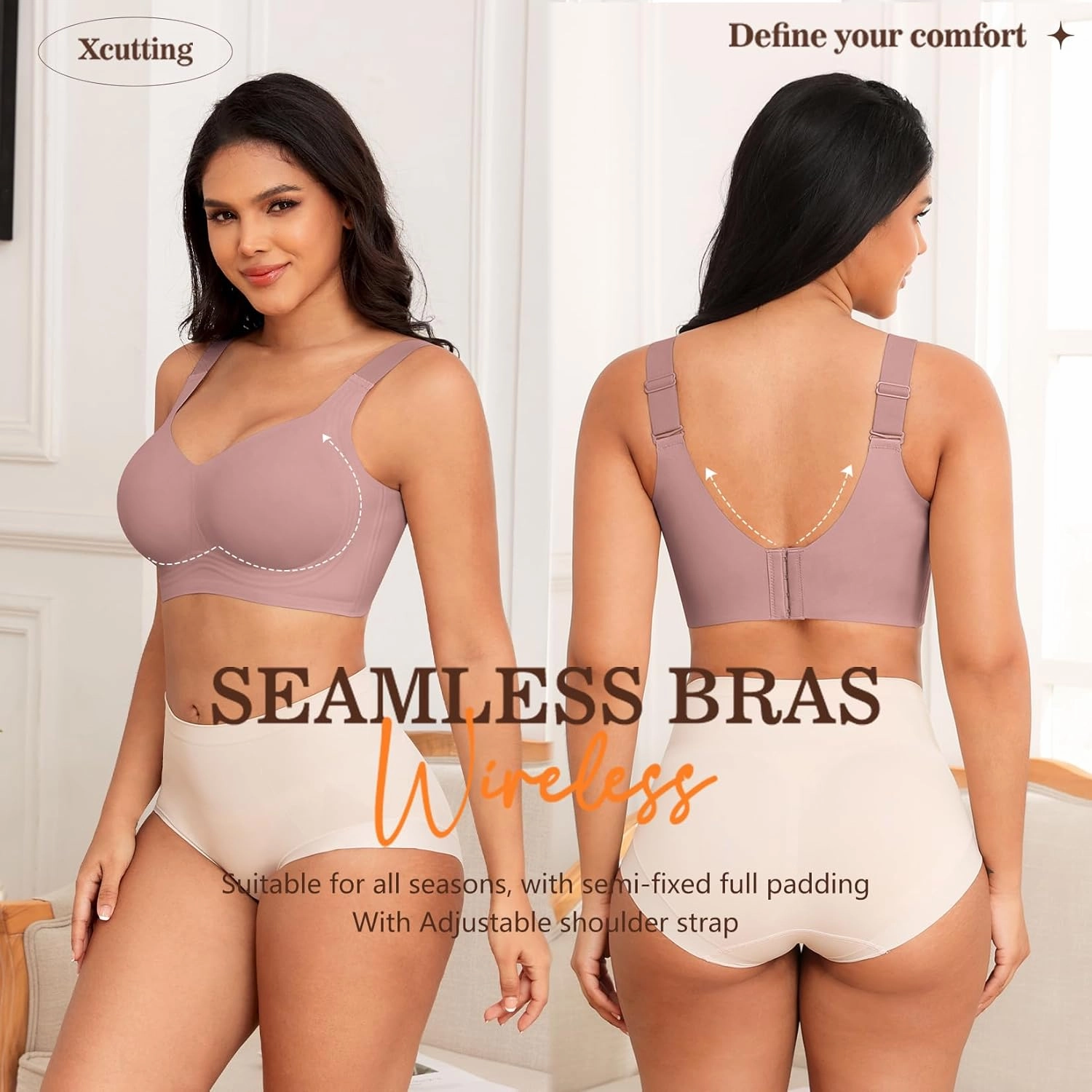 Women Wirefree Bras for Women Full Coverage No Underwire Everyday Bras Comfortable Wireless Padded Bras