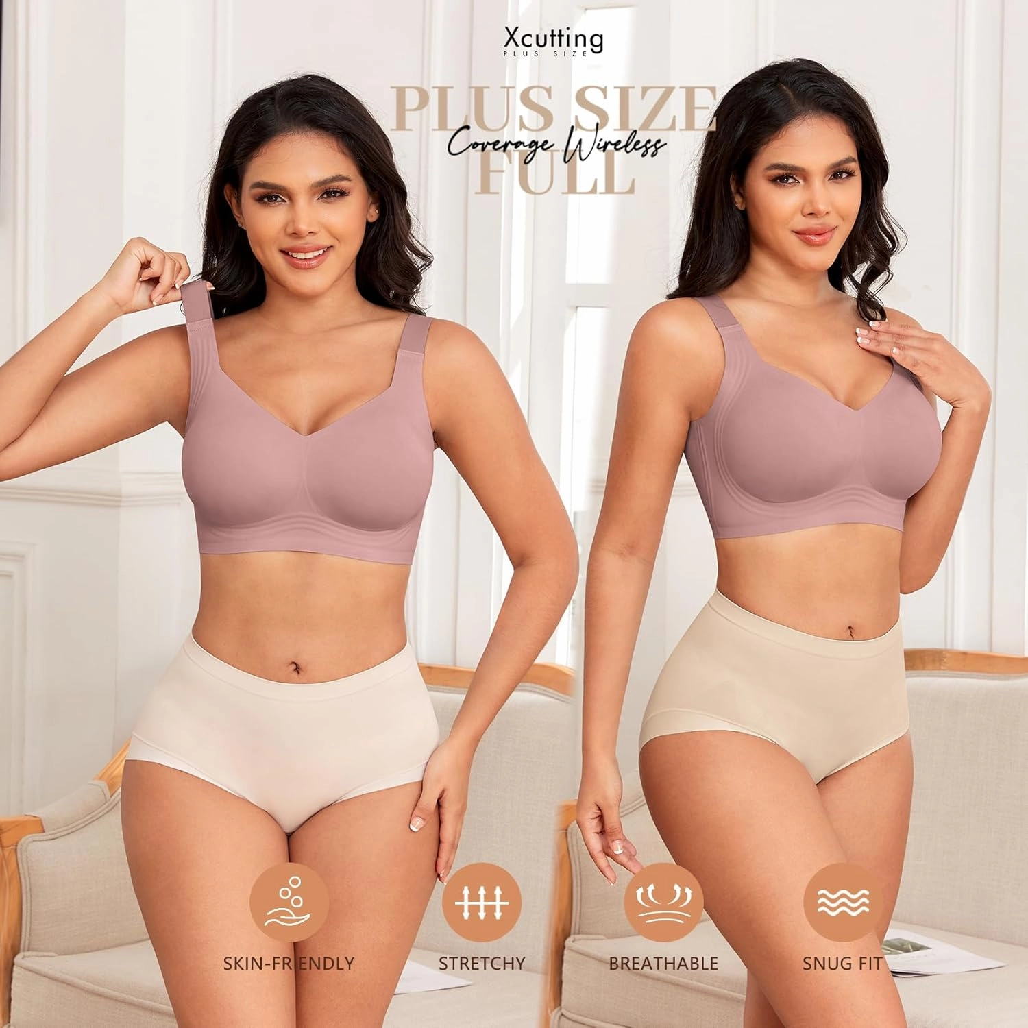 Women Wirefree Bras for Women Full Coverage No Underwire Everyday Bras Comfortable Wireless Padded Bras