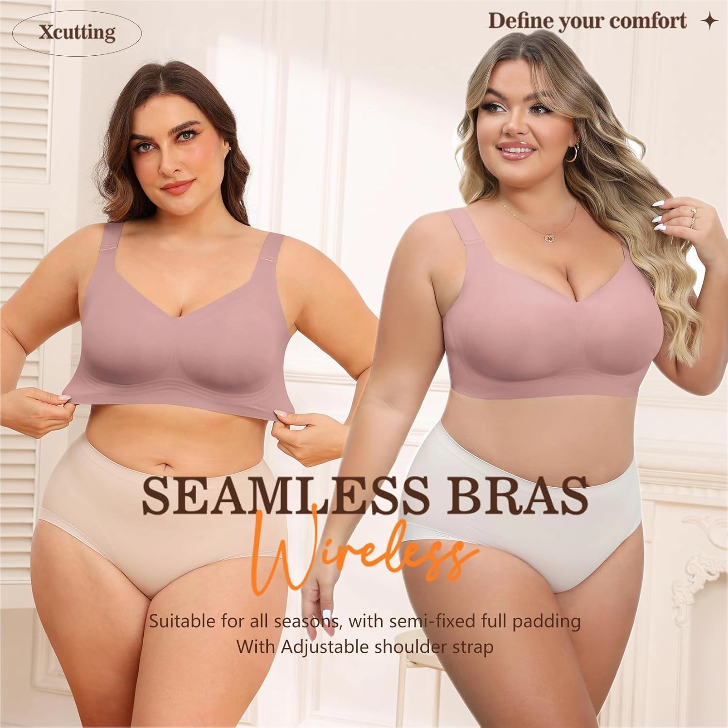 Women Wirefree Bras for Women Full Coverage No Underwire Everyday Bras Comfortable Wireless Padded Bras