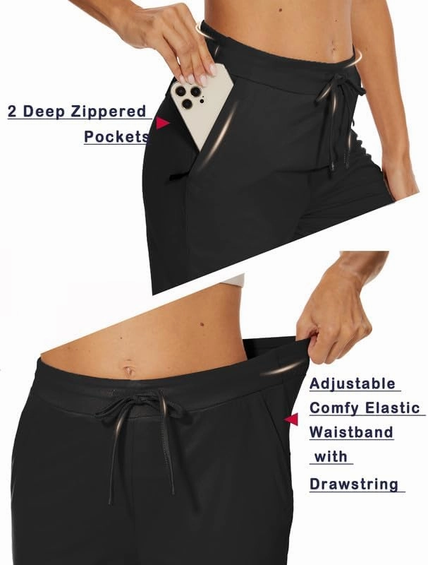 Womens Bermuda Shorts 12" Knee Length Drawstring with 2 Deep Zippered Pockets Comfy Lounge Breathable Shorts