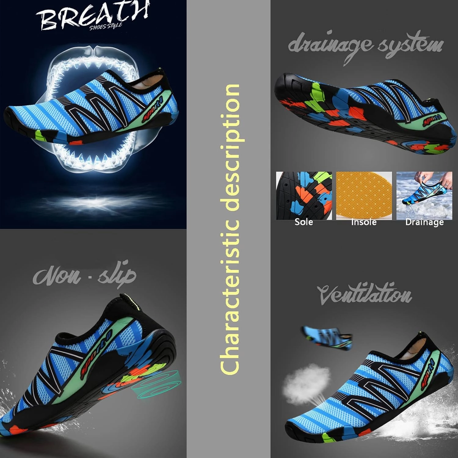 Womens Mens Water Shoes Barefoot Quick Dry Socks for Beach Swim Yoga Outdoor Sports