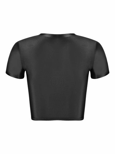 Womens Shiny Crop Tank Tops with Short Fit Fitness Swim Yoga Stretchy Sportswear