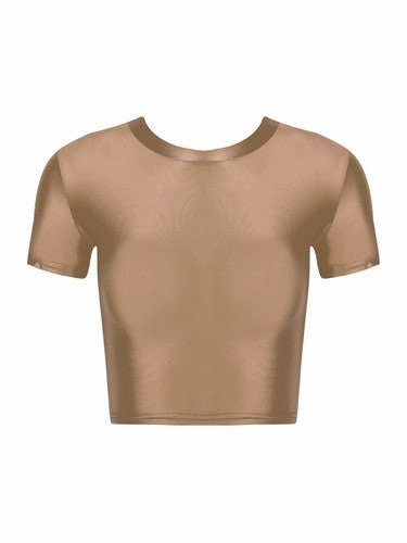 Womens Shiny Crop Tank Tops with Short Fit Fitness Swim Yoga Stretchy Sportswear