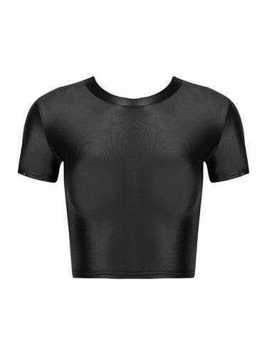 Womens Shiny Crop Tank Tops with Short Fit Fitness Swim Yoga Stretchy Sportswear