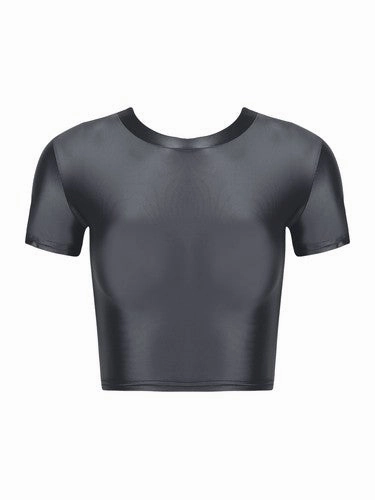Womens Shiny Crop Tank Tops with Short Fit Fitness Swim Yoga Stretchy Sportswear
