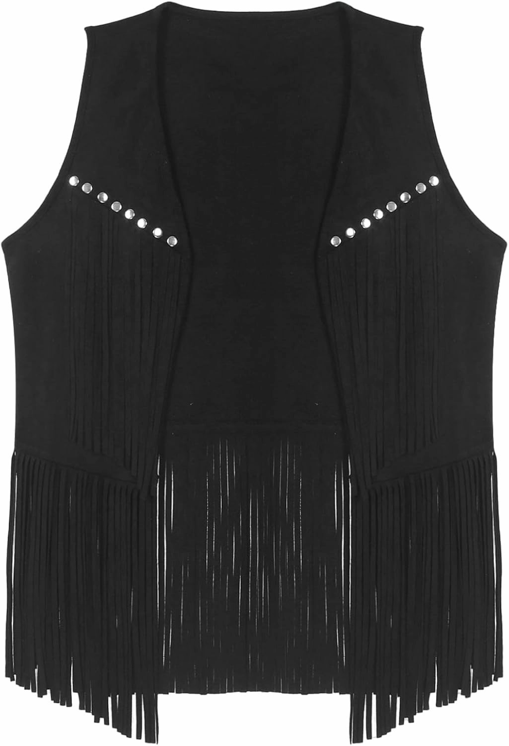 Womens Tassel Vest 70s Hippie Sleeveless Fringe Jacket with Cowgirl Hat Western Faux Suede Outfit