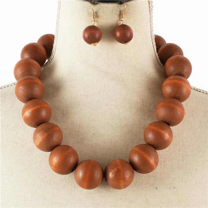 Wood Ball Necklace Set