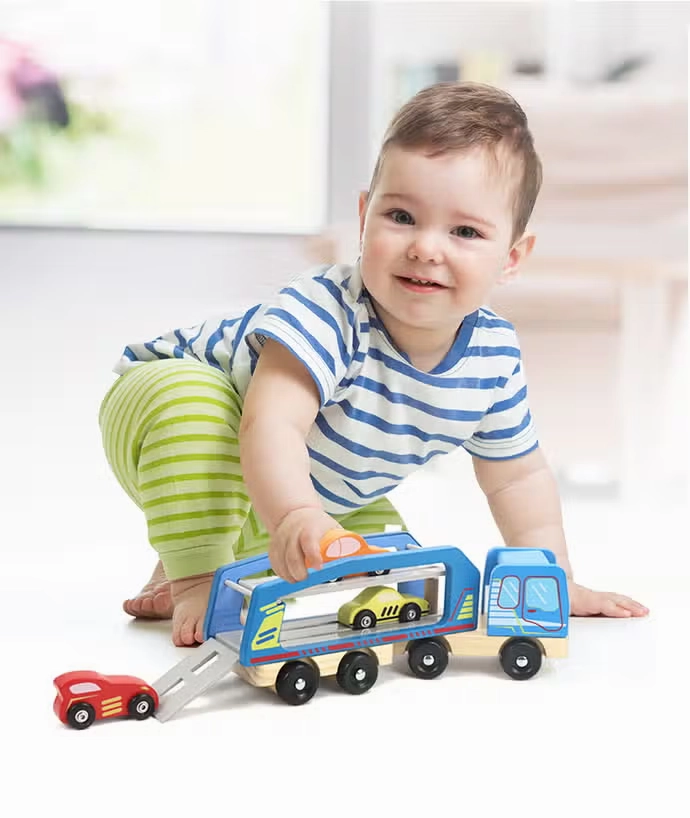 Wooden Car Carrier Truck Set