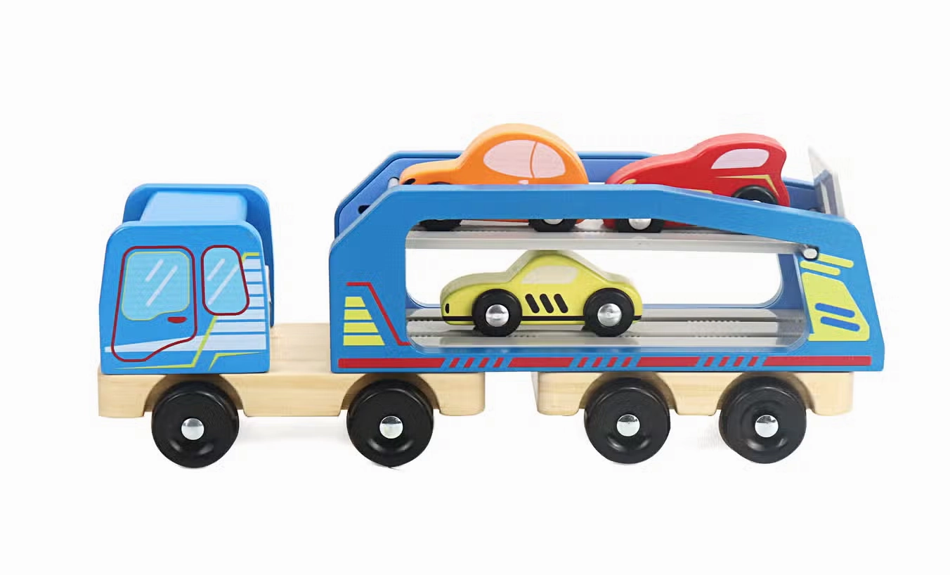 Wooden Car Carrier Truck Set