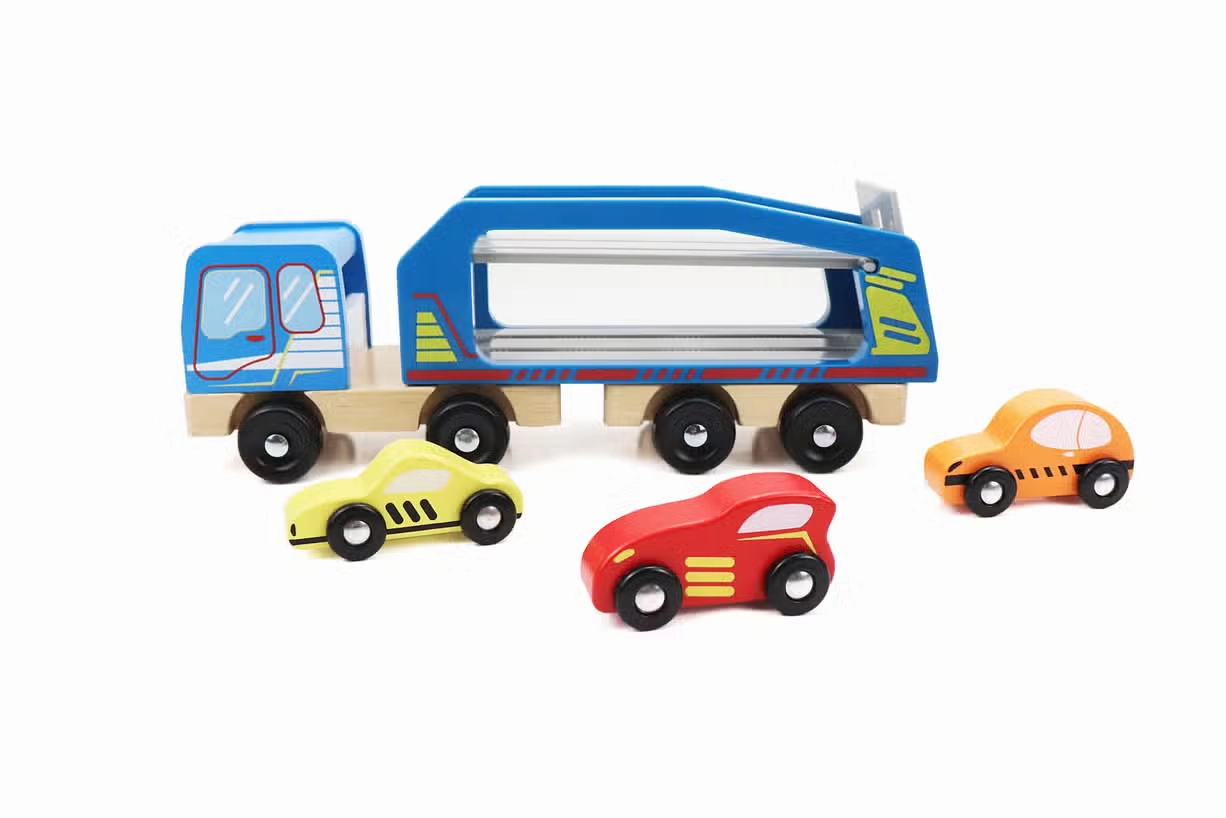 Wooden Car Carrier Truck Set
