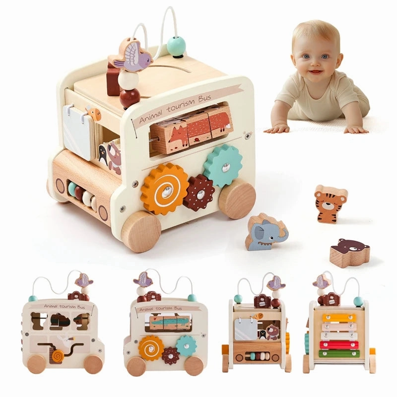 Wooden Montessori Bus Toy