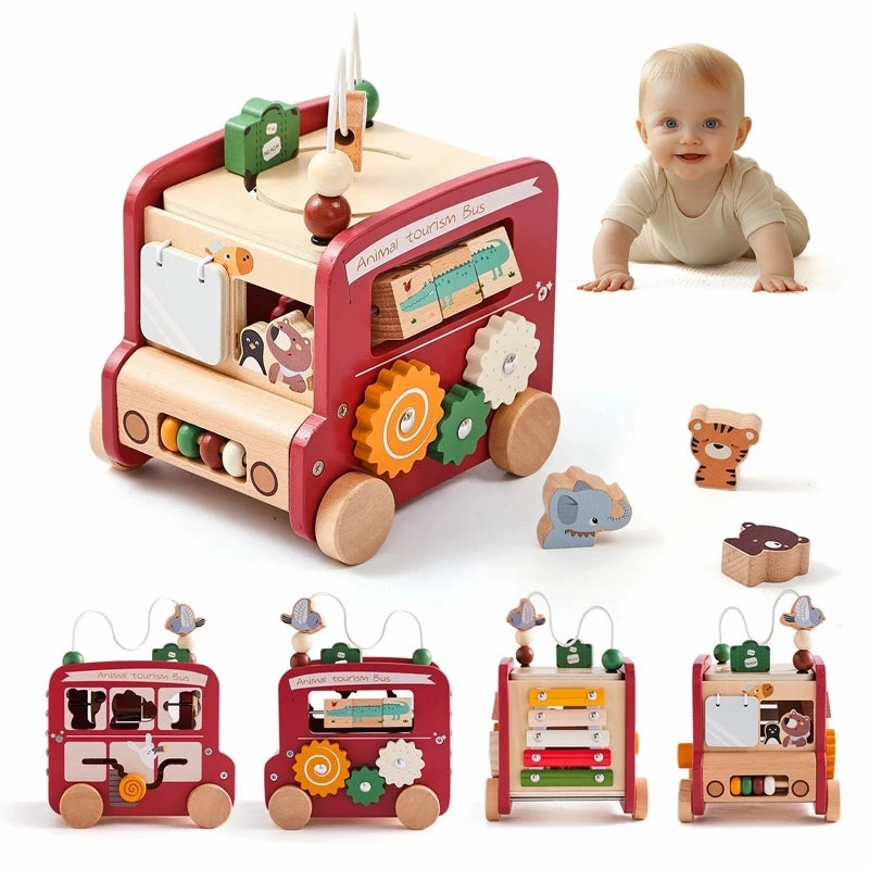 Wooden Montessori Bus Toy