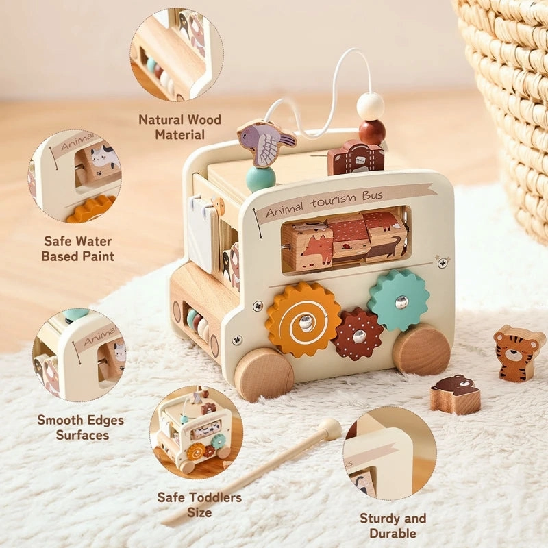 Wooden Montessori Bus Toy
