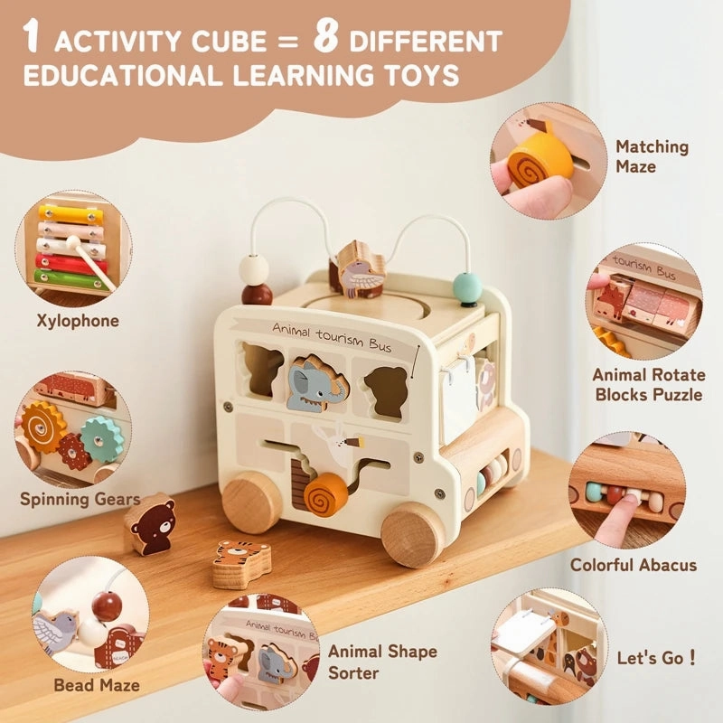 Wooden Montessori Bus Toy