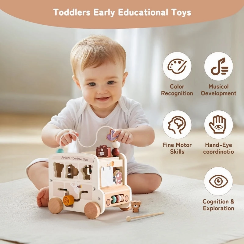 Wooden Montessori Bus Toy