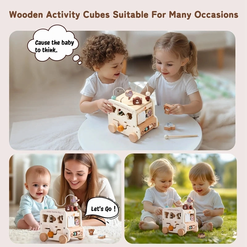 Wooden Montessori Bus Toy