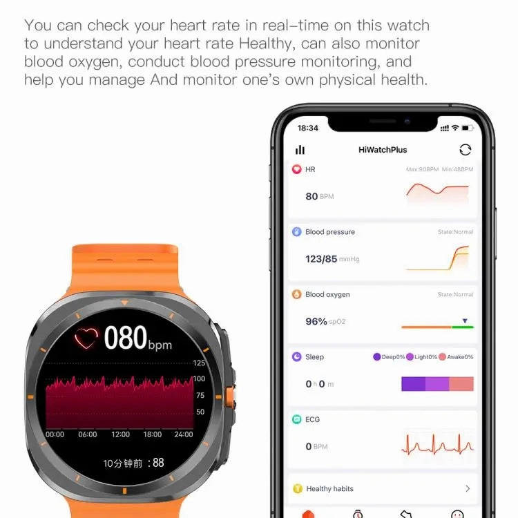 X7 1.51 inch IPS Screen Bluetooth Smart Watch Supports Healthy Monitoring(Orange)