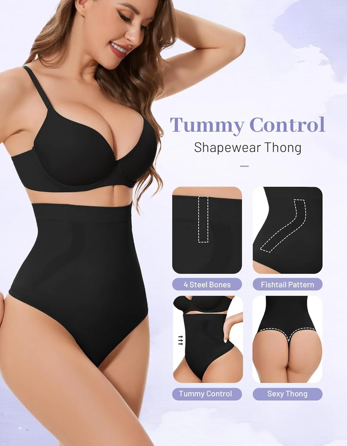 YADIFEN Tummy Control Thong Shapewear for Women High Waist Body Shaper Briefs Seamless Thong Shapewear for Women