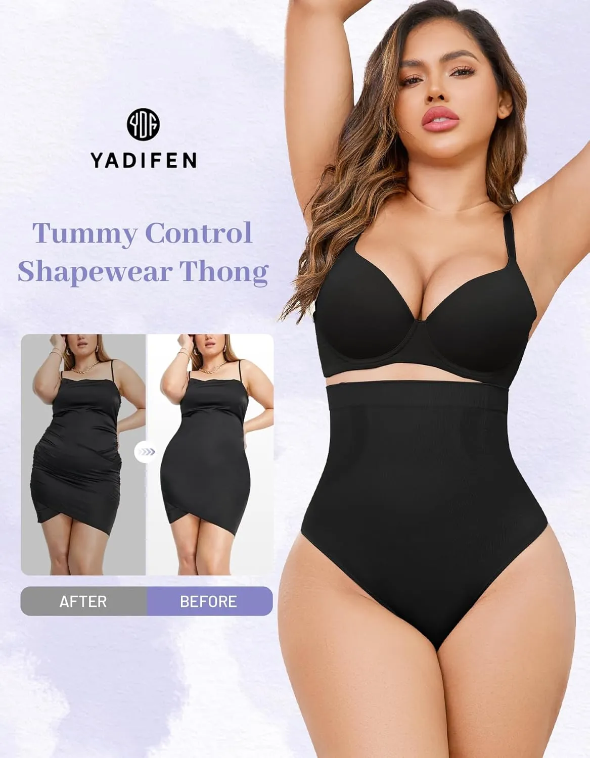 YADIFEN Tummy Control Thong Shapewear for Women High Waist Body Shaper Briefs Seamless Thong Shapewear for Women