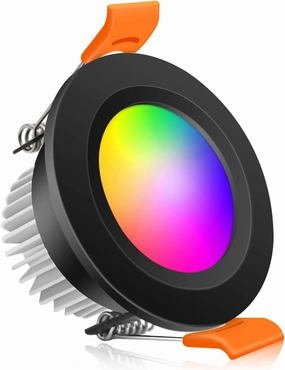 YGS-Tech Smart 2 Inch Recessed Lighting, WiFi LED Downlight 5W 120V, Compatible with Alexa and Google Home, Dimmable RGB & CCT 2700-6500K, Black Trim, Ceiling Light with LED Driver (1 Pack)