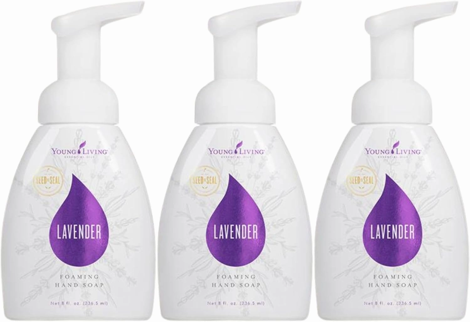 Young Living - Lavender Foaming Hand Soap 3 pack of 8 fl oz. | Moisturizing Hand Wash Cleanser | Lavender Scented | Gentle Foaming Enriched with Aloe & Vitamin E