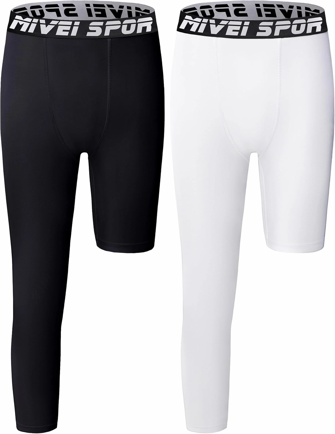Youth Boys One Leg Compression Pants - 3/4 Kids Basketball Tights Girls Football Soccer Leggings Sports Base Layer