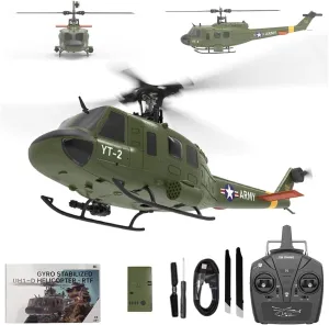 YUXIANG F07 RC Helicopter for Adult, 1/34 Scale 2.4G 6CH Brushless Flybarless Helicopter with 6-Axis Gyro, 6G/3D Stabilized Aircraft for UH-1 Huey (1 Battery)