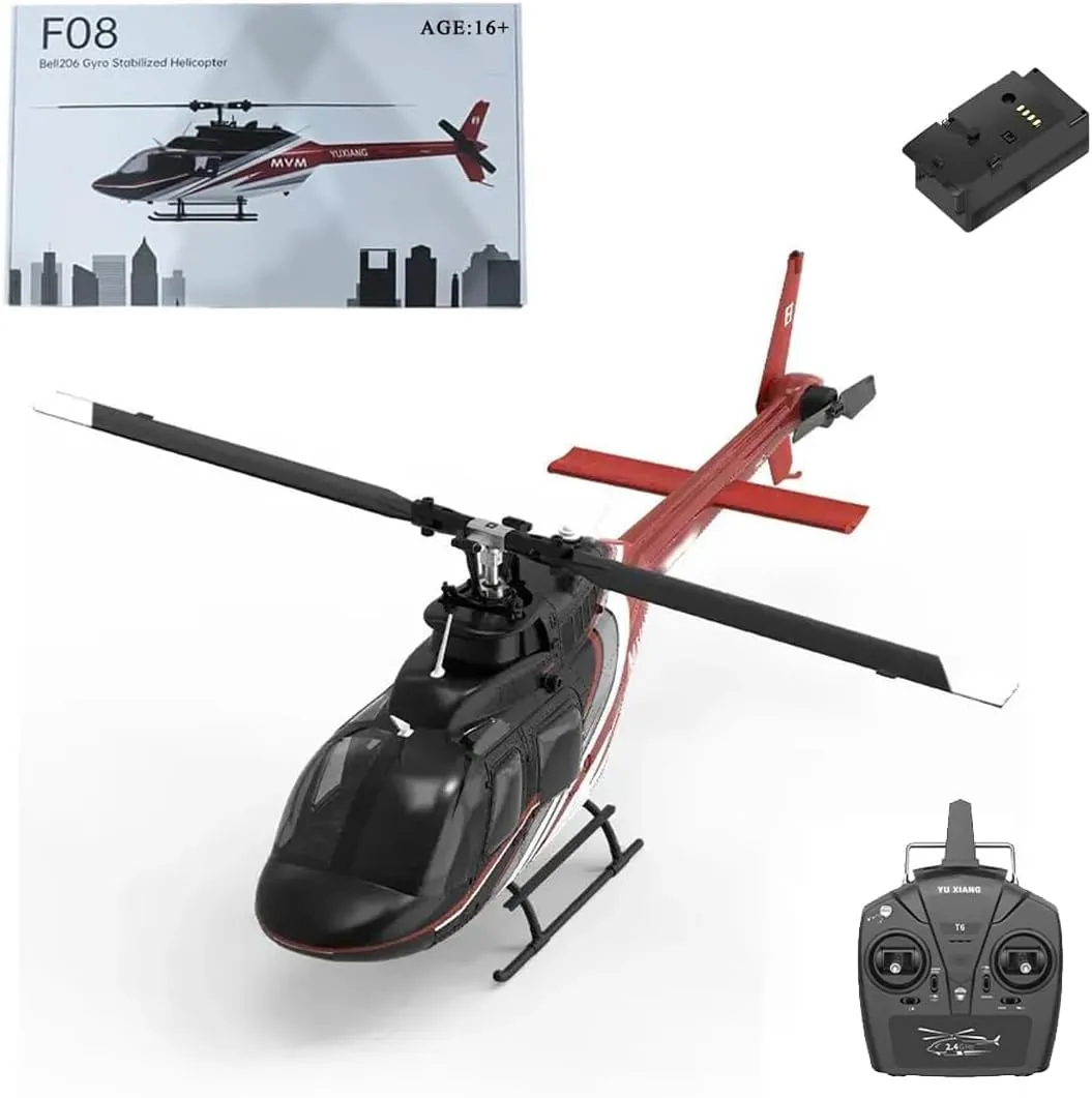 YUXIANG F08 Bell206 1/27 Scale RC Helicopter for Adult, 2.4G 6CH Brushless Direct-Drive Flybarless Helicopter Model with Optical Flow Positioning - 1pcs Battery