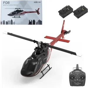 YUXIANG F08 Bell206 1/27 Scale RC Helicopter for Adult, 2.4G 6CH Brushless Direct-Drive Flybarless Helicopter Model with Optical Flow Positioning - 2pcs Battery