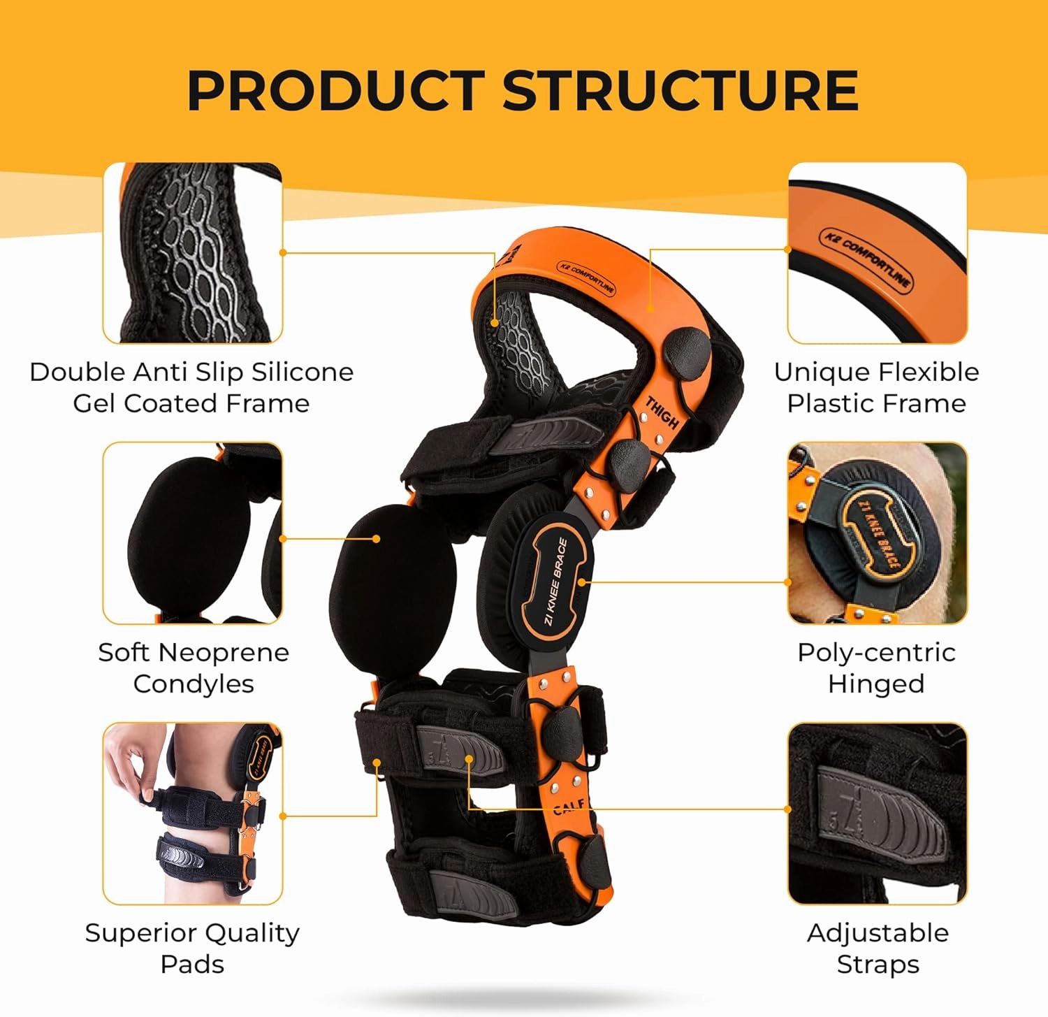 Z1 K2 Comfortline Hinged Knee Brace for Men & Women – Knee Support for ACL, MCL, LCL, PCL, Ligament and Sports Injuries, Arthritis Pain, Meniscus Tear and Mild Osteoarthritis (S9)