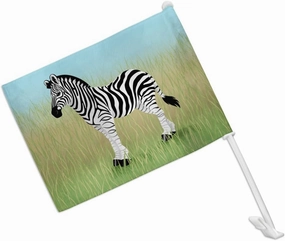 Zebra in Grasslands Car Truck Flag with Window Clip On Pole Holder