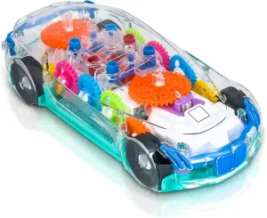 ZHFUYS Light Up Transparent Car Toy for Kids, Sensory Toys for Kid, Toy Car with Colorful Moving Gears, Fun Educational Toy for Toddlers, Birthday Gifts Idea for Kids