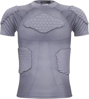 Zicac Men's Sports Shock Rash Guard Compression Padded Shirt Soccer Basketball Protective Gear Chest Rib Guards