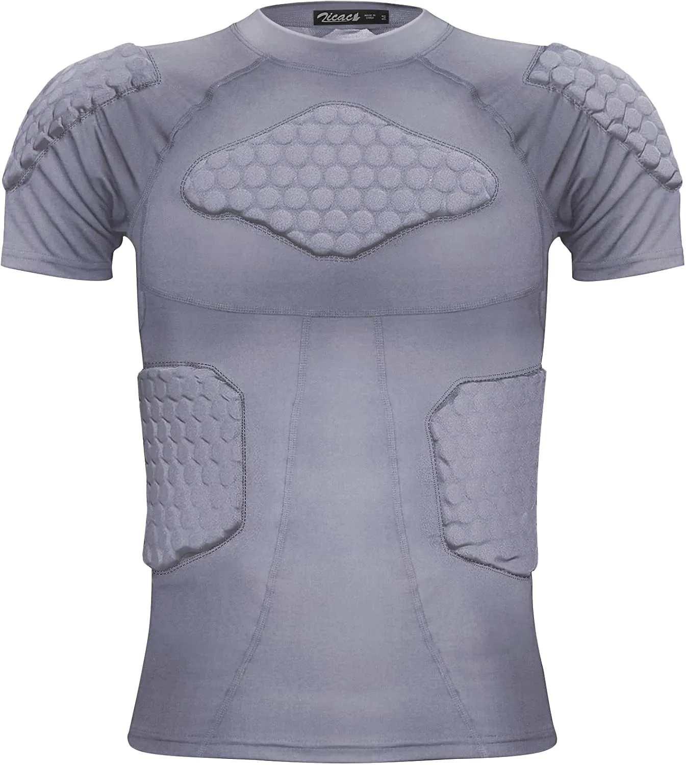 Zicac Men's Sports Shock Rash Guard Compression Padded Shirt Soccer Basketball Protective Gear Chest Rib Guards