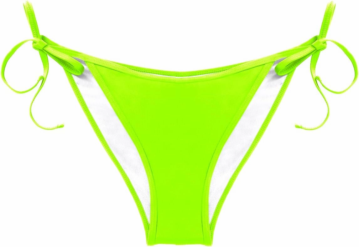 Zmart Women Tie Side Bikini Bottoms String Cheeky Bathing Suit Bottom Low Waist Ruched Scrunch Swimsuit Bottom