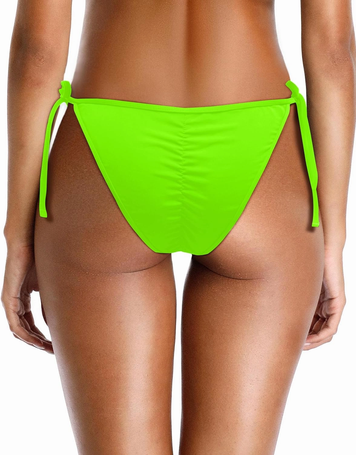 Zmart Women Tie Side Bikini Bottoms String Cheeky Bathing Suit Bottom Low Waist Ruched Scrunch Swimsuit Bottom