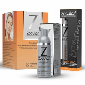 ZocuZap Facial Wipes, 30 Count   Zocular ZocuFoam Eyelid Cleanser   Zocufill Elixir Eye Gel and Face Serum