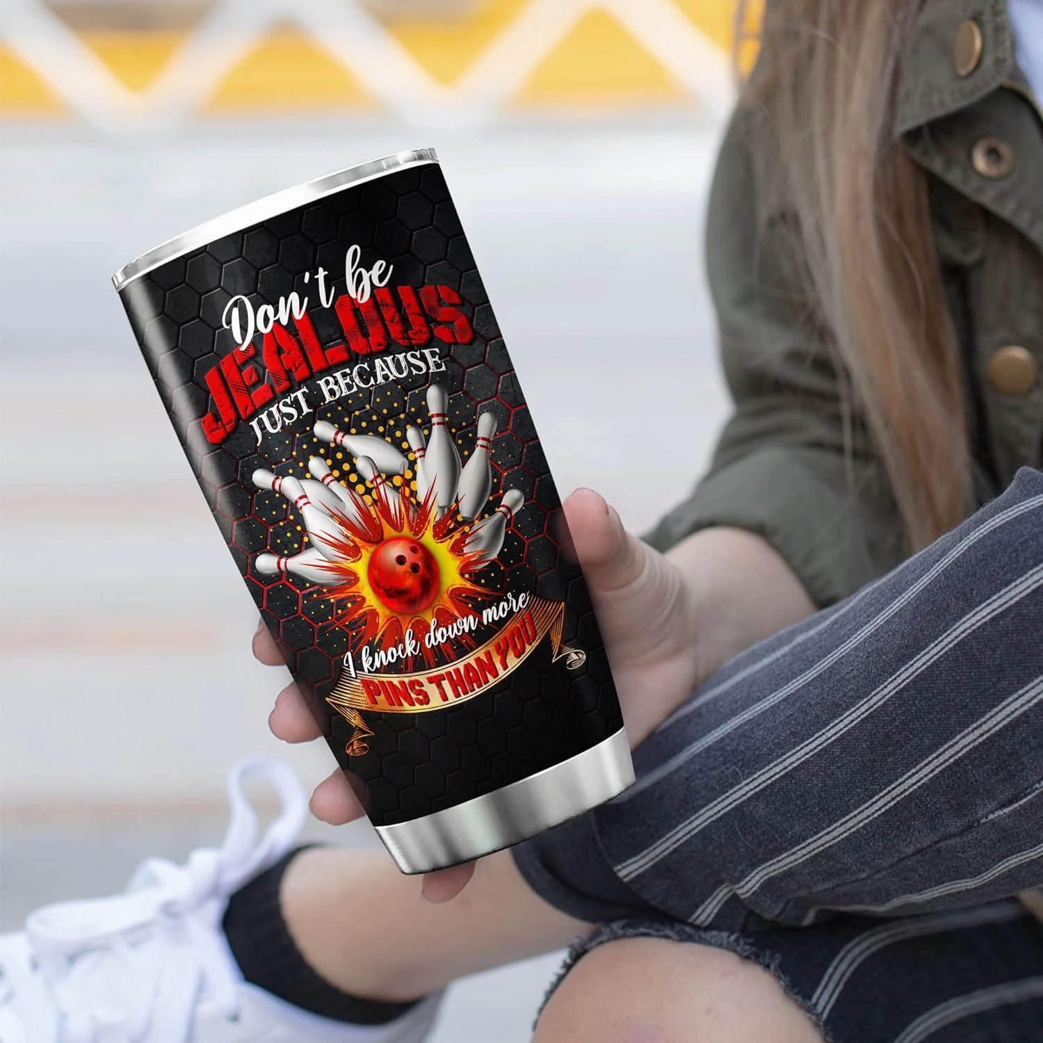ZOXIX Bowling Tumbler With Funny Sayings For Women Stainless Steel Cup With Lid 20oz Bowling Gifts And Novelties Target Sports Themed Gifts Insulated Coffee Mug Birthday Present