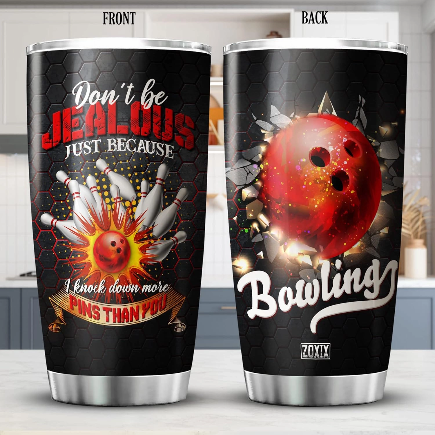 ZOXIX Bowling Tumbler With Funny Sayings For Women Stainless Steel Cup With Lid 20oz Bowling Gifts And Novelties Target Sports Themed Gifts Insulated Coffee Mug Birthday Present