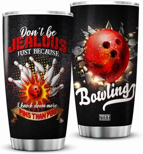 ZOXIX Bowling Tumbler With Funny Sayings For Women Stainless Steel Cup With Lid 20oz Bowling Gifts And Novelties Target Sports Themed Gifts Insulated Coffee Mug Birthday Present