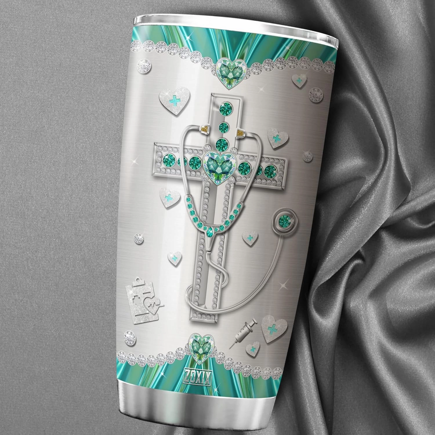 ZOXIX Doctor Coffee Tumbler Jewelry Style Lord Guide My Hands And My Heart As I Care For My Patients Today Stainless Steel Cup 20oz Christian Gifts For Doctors MD Physician Mugs